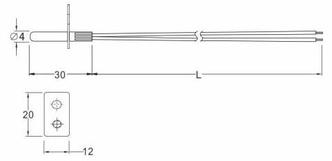 SW234 NTC Water Heater Flange Sensor Drawing