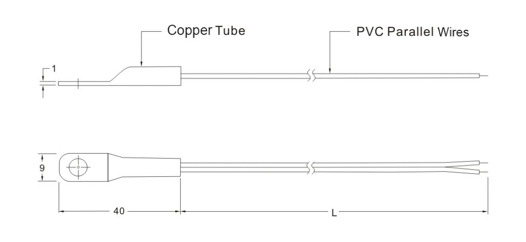 SW208 NTC Freezer Temperature Sensor Drawing