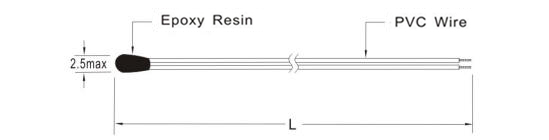 Epoxy NTC Thermistor Drawing