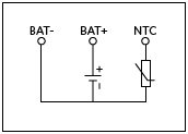 Figure 1. Most lithium batteries with three connections have an internal NTC thermistor 